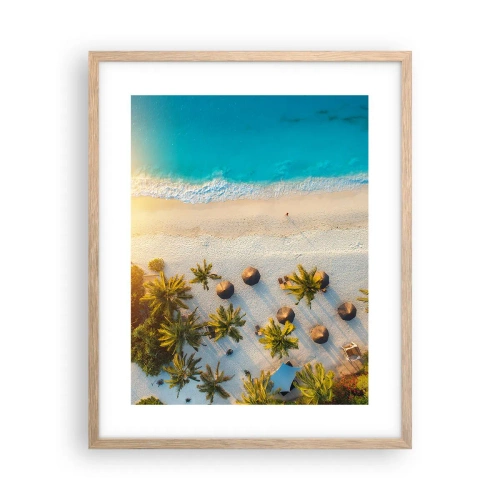 Poszter világos tölgy keretben - Üdvözöljük a paradicsomban - 40x50 cm