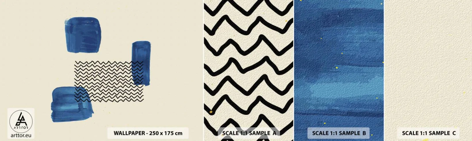 Fotótapéta Minta Öntapadós Deluxe Sticker - Absztrakt kvartett - Absztrakció, Darab, Modern művészet. - 100x30 cm