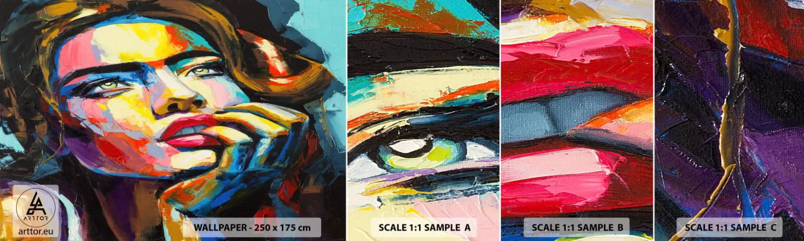 Fotótapéta Minta Öntapadós Deluxe Sticker - Az álmok úgy repülnek az égen, mint a madarak - Egy nő portréja, Arc, Darab - 100x30 cm