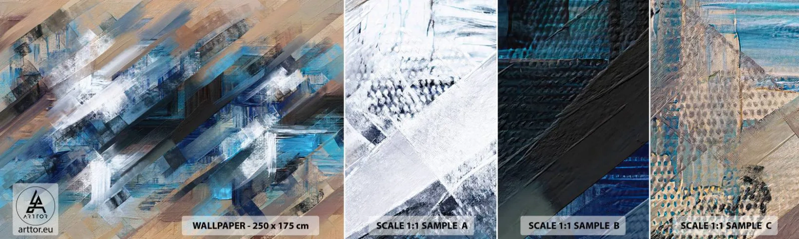 Fotótapéta Minta Standard Eco - Kék ferdén - Darab, Absztrakció, Festékek - 100x30 cm