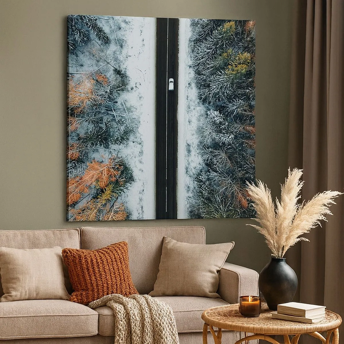 Vászonkép - Átvágni a téli erdőn - 30x30 cm