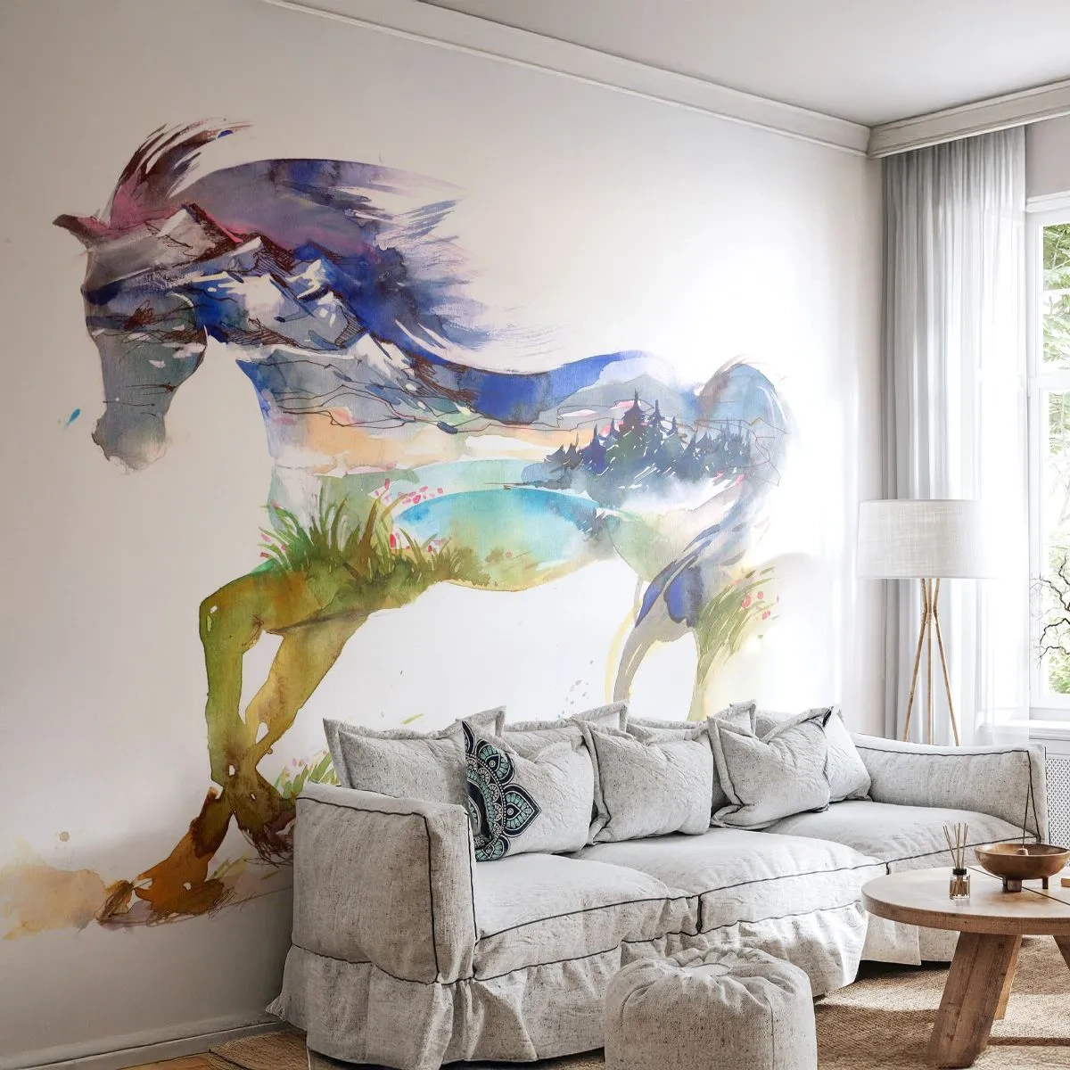 Öntapadós Fotótapéta Deluxe Sticker - A rétről egyenesen a mennybe - Ló, Absztrakció, Tájkép - 400x280 cm