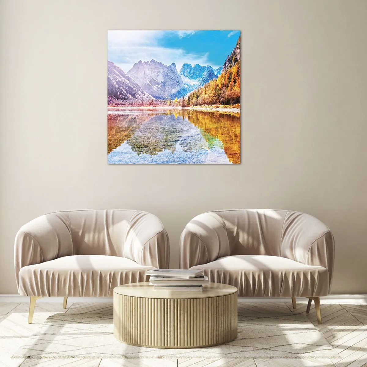 Üveg kép - És már ősz van a hegyekben - 70x70 cm