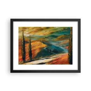 Poszter fehér keretben - Toszkán táj - 40x30 cm
