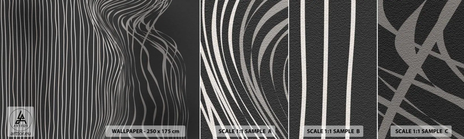 Fotótapéta Minta Öntapadós Deluxe Sticker - Ritmus és akcentus - Absztrakció, Darab, Fekete és fehér - 100x30 cm