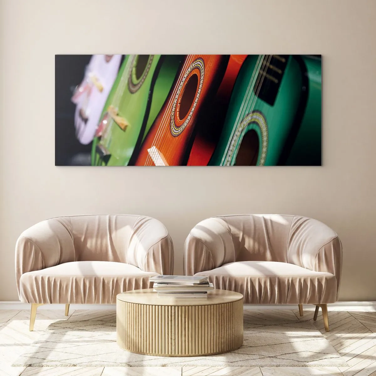 Üveg kép - A gitárnak sok színe van - 100x40 cm