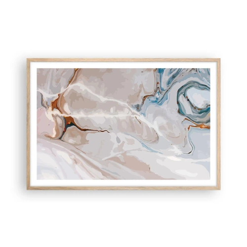 Poszter világos tölgy keretben - Kék kanyarog a fehér alatt - 91x61 cm