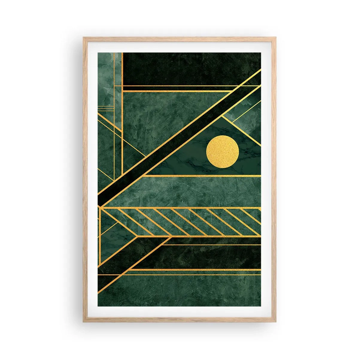 Poszter világos tölgy keretben - Az arany és azúrkék dinamikája - 61x91 cm