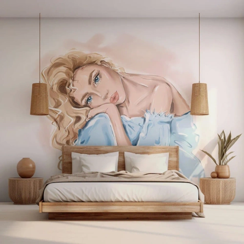Fotótapéta Premium Canvas - Álmodozó a kékben - Nő, Divat, Grafika - 250x175 cm