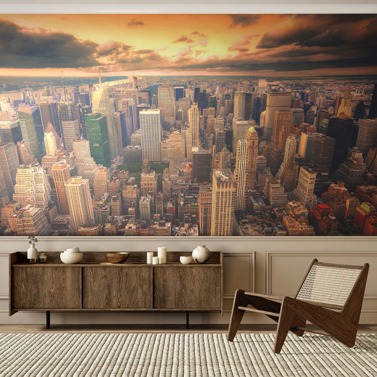 Fotótapéta Premium Sand - Aranyozott metropolisz - Város, New York, Építészet - 100x70 cm