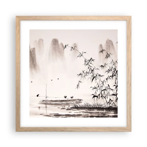 Poszter világos tölgy keretben - A rizsföldek csendje - 40x40 cm