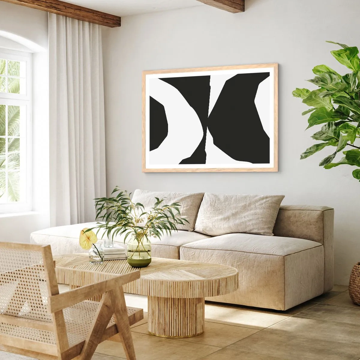 Poszter világos tölgy keretben - Pozitív-negatív - 50x40 cm