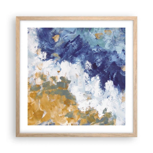 Poszter világos tölgy keretben - Az elemek tánca - 50x50 cm