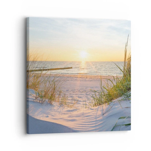 Vászonkép - A tenger hangja, a madarak éneke, egy vad tengerpart a fű között... - 30x30 cm
