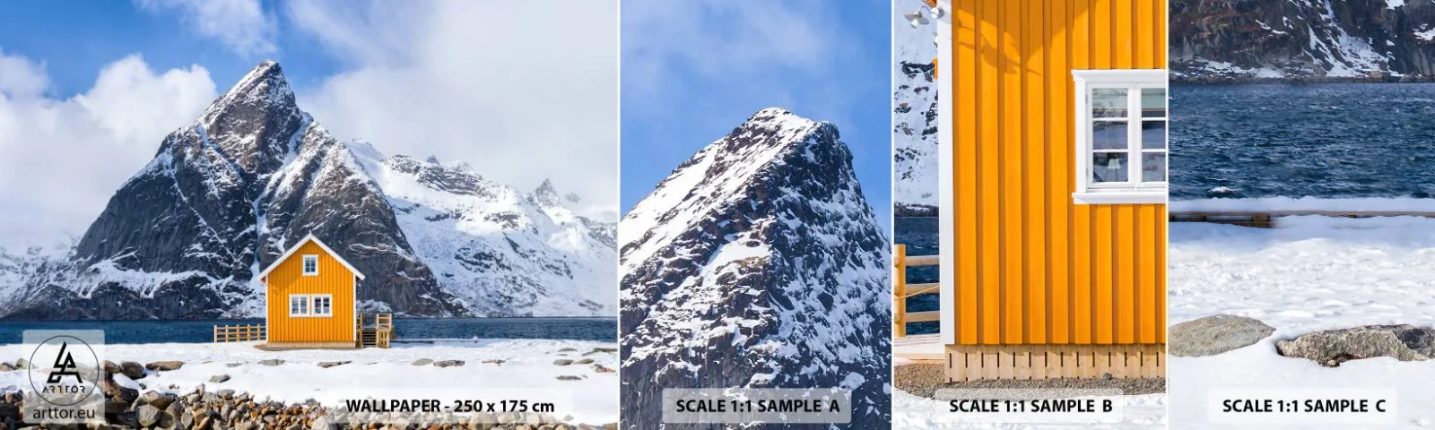 Fotótapéta Minta Standard Eco - Skandináv nyaralás - Téli, Alpok, Hegyek - 100x30 cm