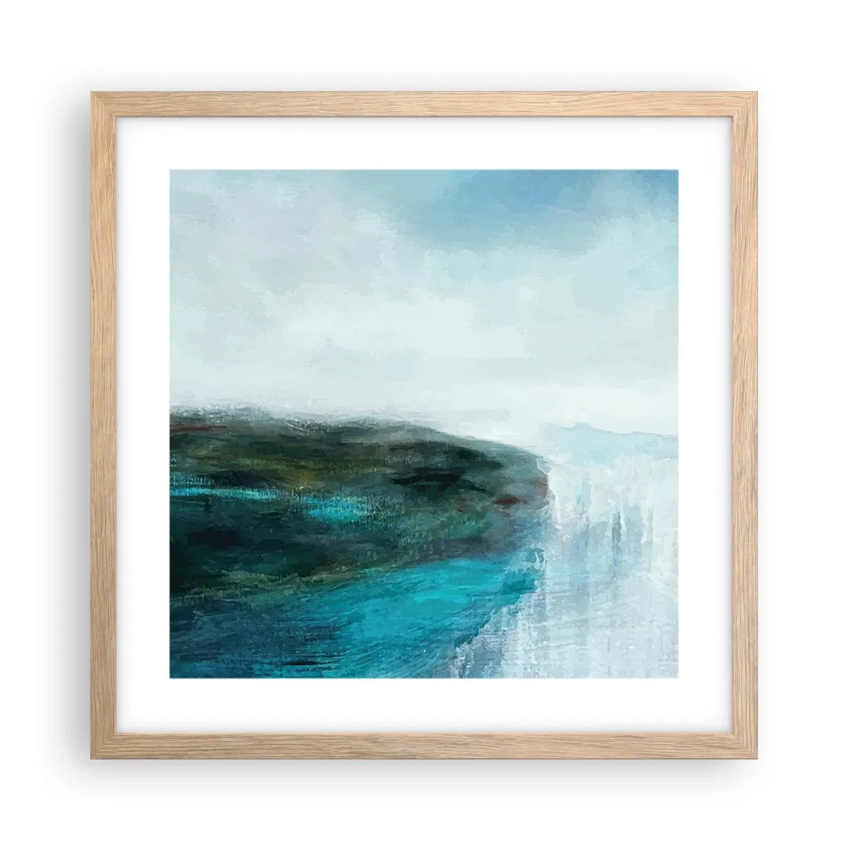Poszter világos tölgy keretben - Tengeri absztrakció - 40x40 cm