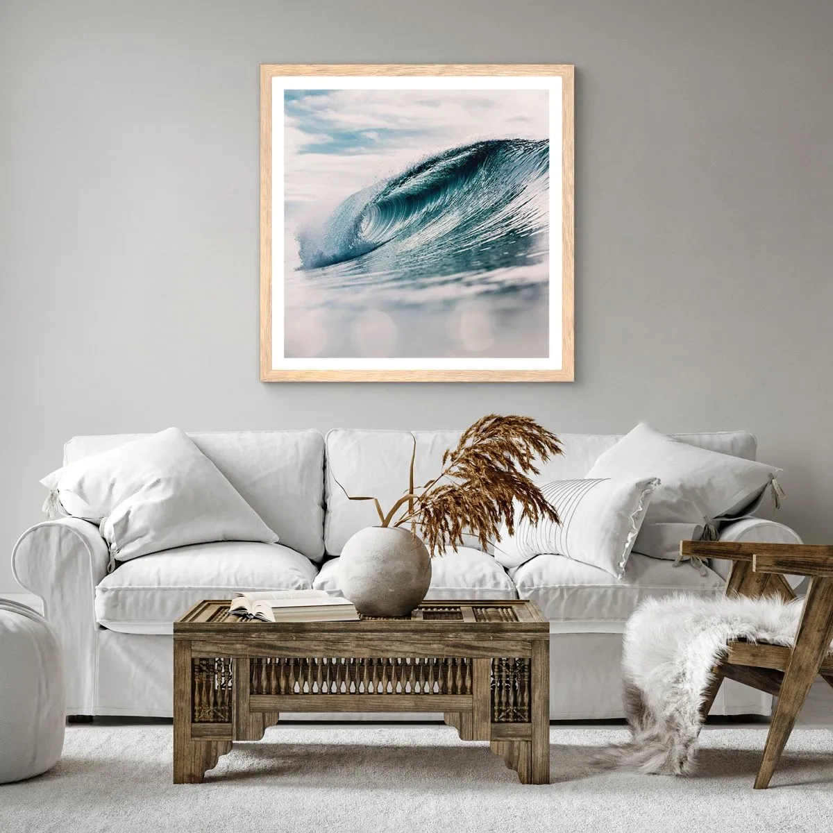 Poszter világos tölgy keretben - Vízcsúcs - 60x60 cm