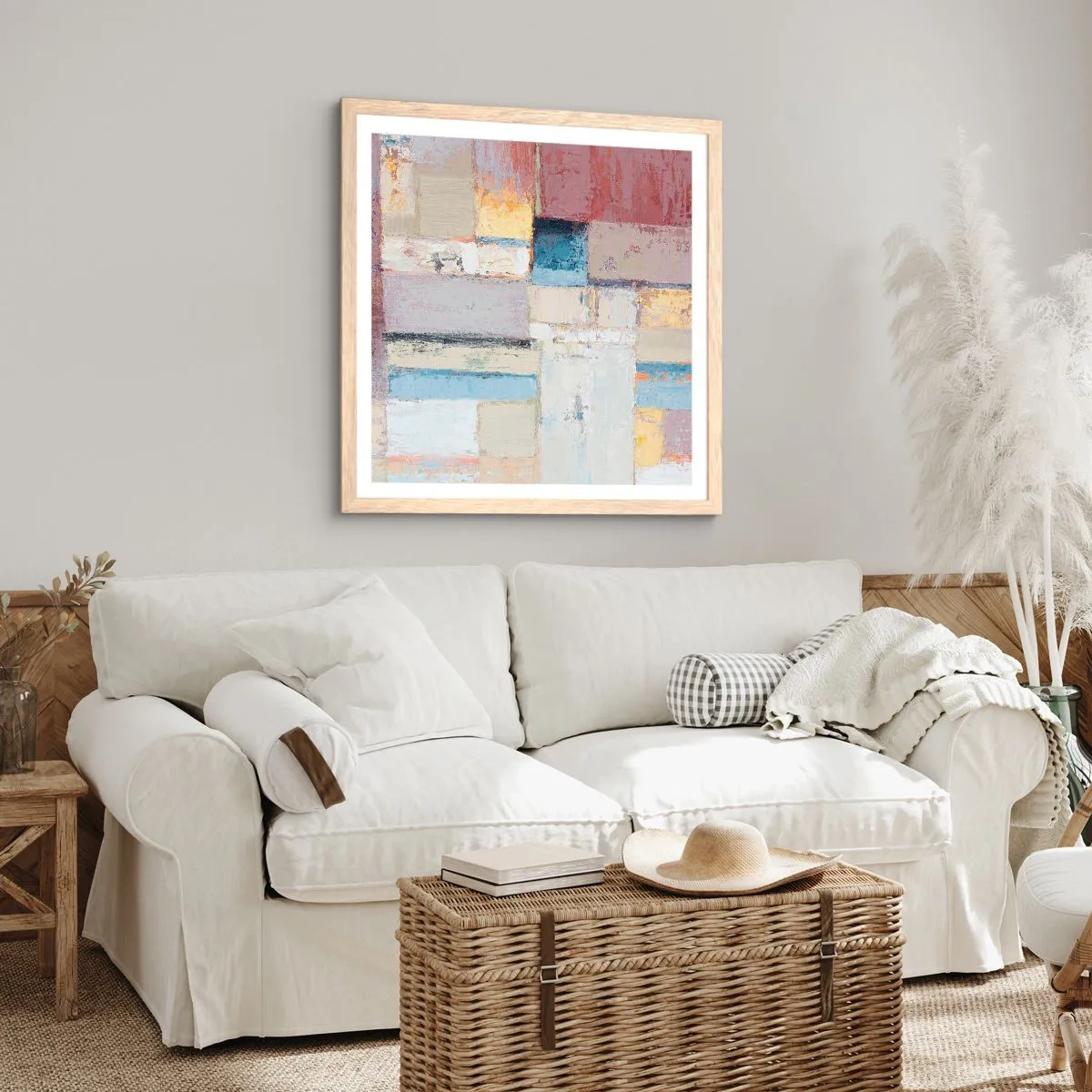 Poszter világos tölgy keretben - A geometria nyugalma - 60x60 cm