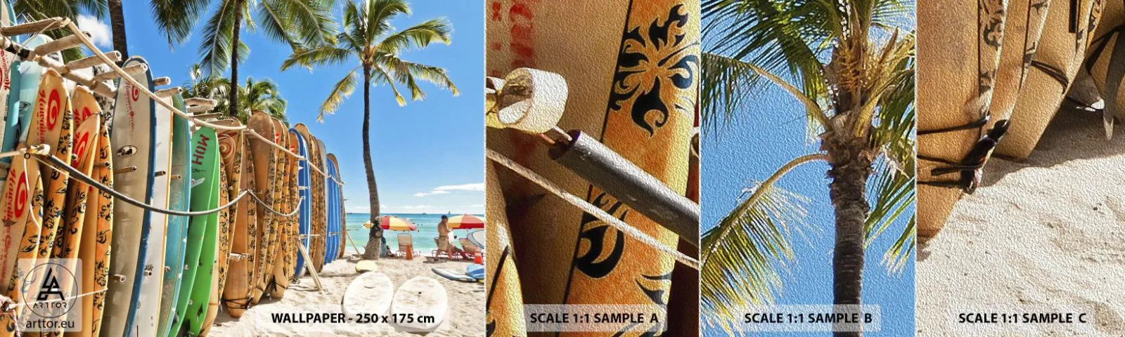 Fotótapéta Minta Premium Sand - Napos mulatság - Tájkép, Szörfdeszka, Strand - 100x30 cm