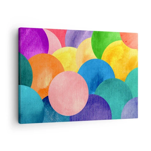 Vászonkép - Akvarell stílusú színes körök - 70x50cm - Az élet elsődleges teljessége - Modern fali dekoráció nappalihoz és hálószobához ARTTOR