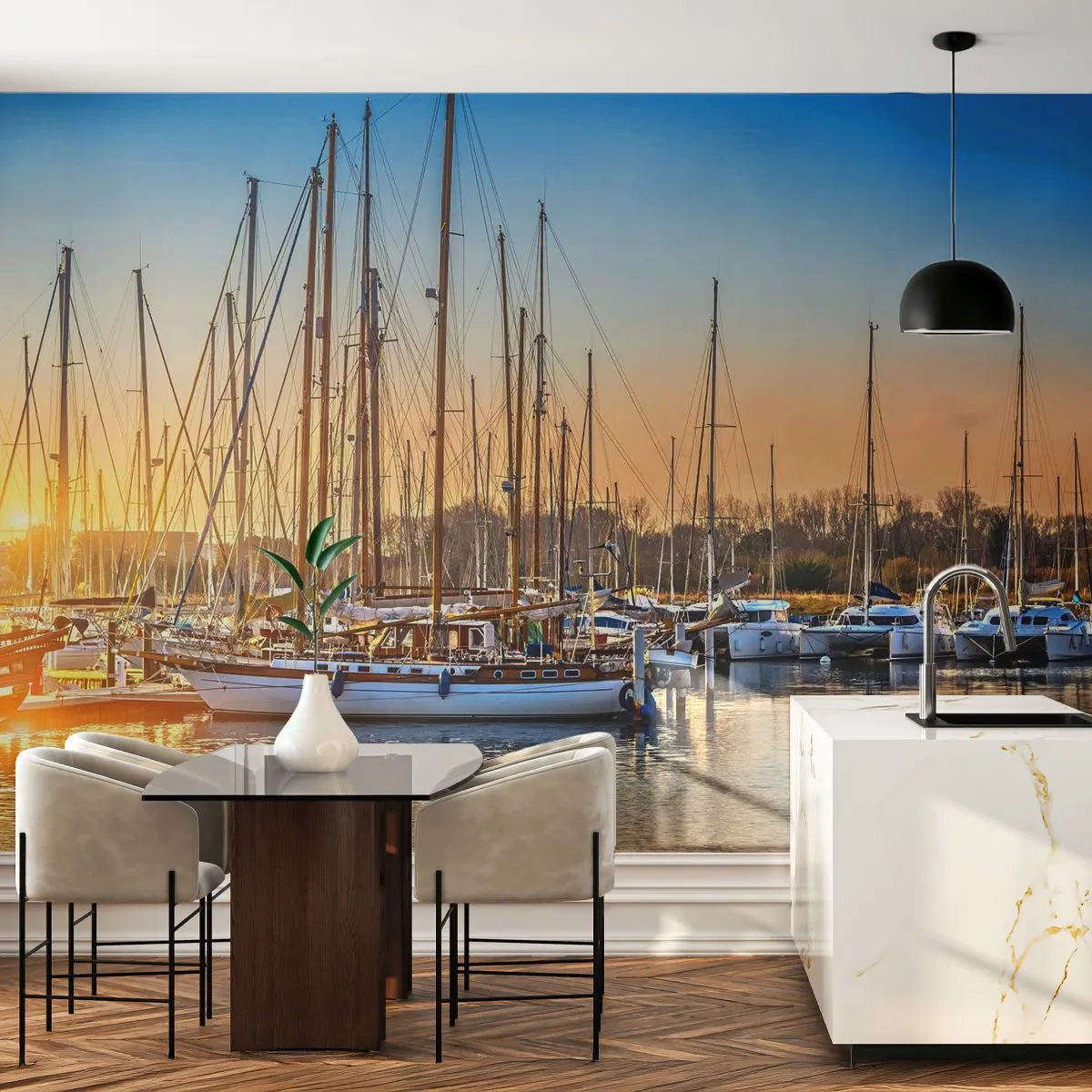 Fotótapéta Premium Sand - A szél is kell aludjon - Tájkép, jachtkikötő, Vitorlás - 300x210 cm