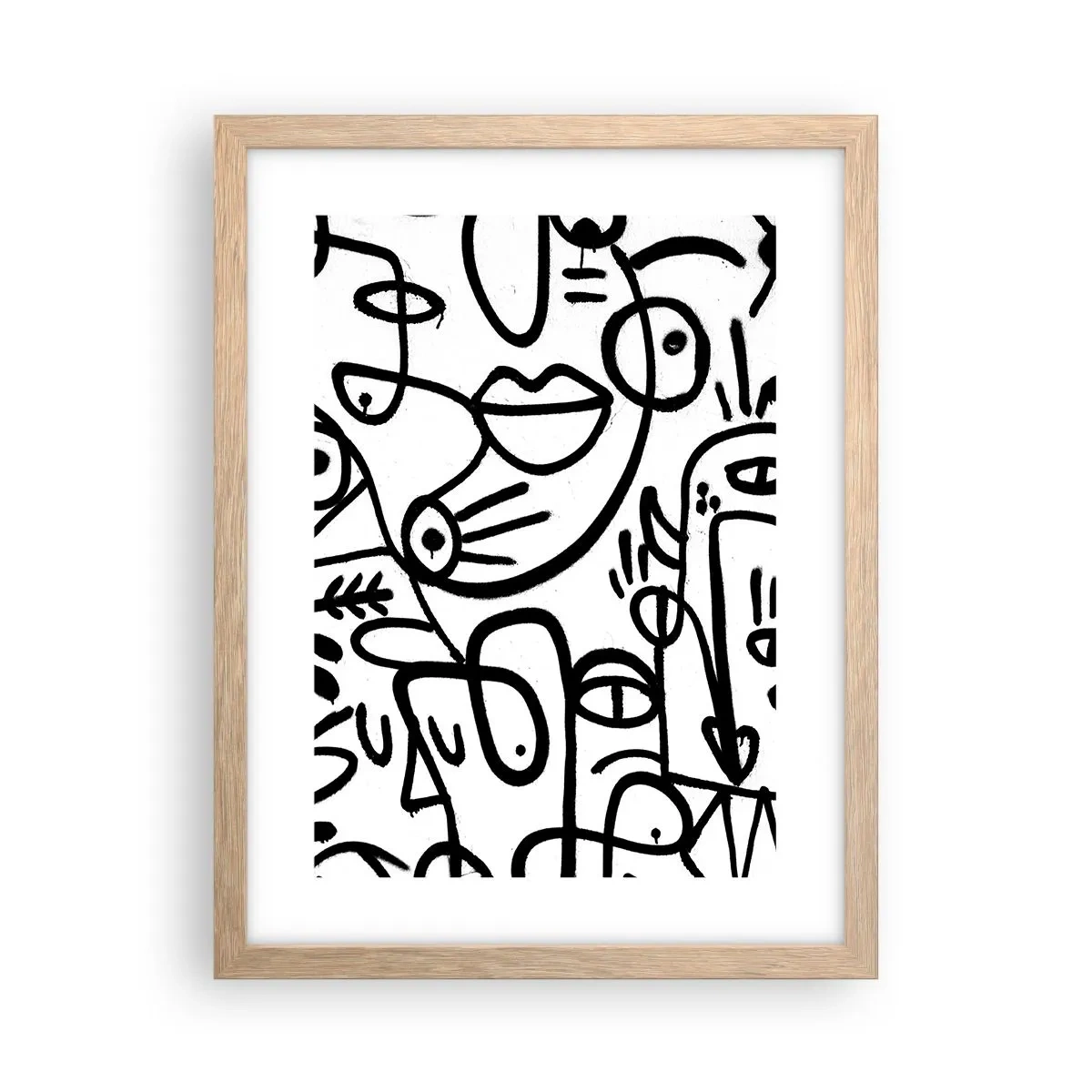 Poszter világos tölgy keretben - Arcok és délibábok - 30x40 cm