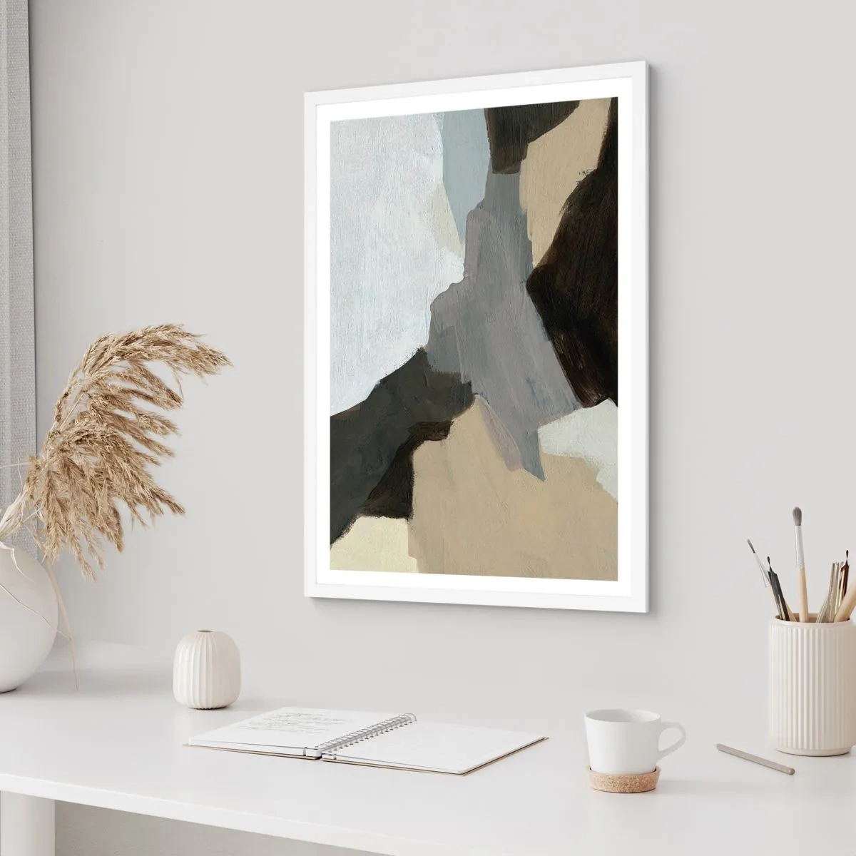 Poszter fekete keretben - Absztrakció: a szürke elválasztásai - 50x70 cm