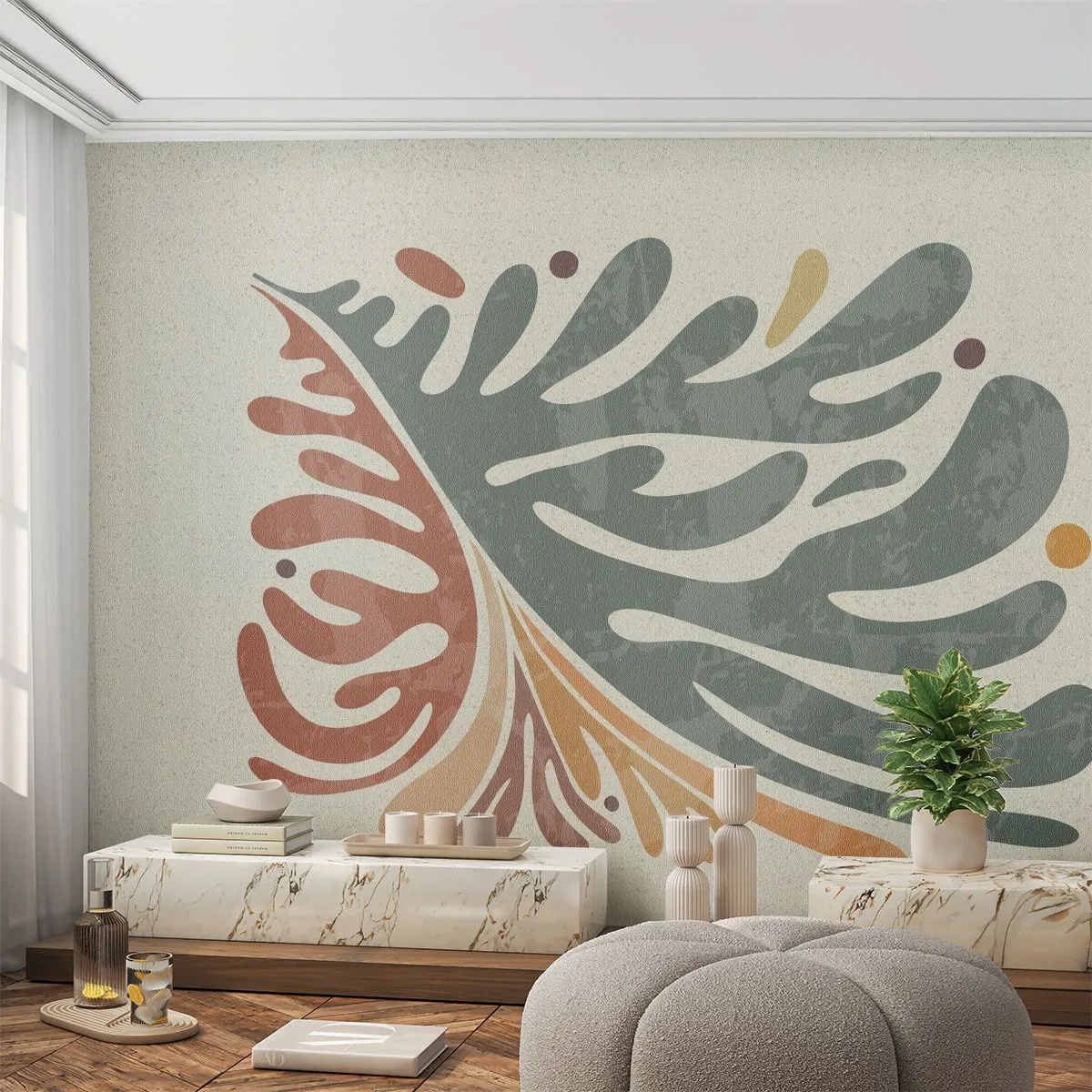 Fotótapéta Premium Canvas - Többszínű levél - Boho, Minimalizmus, Darab - 350x256 cm