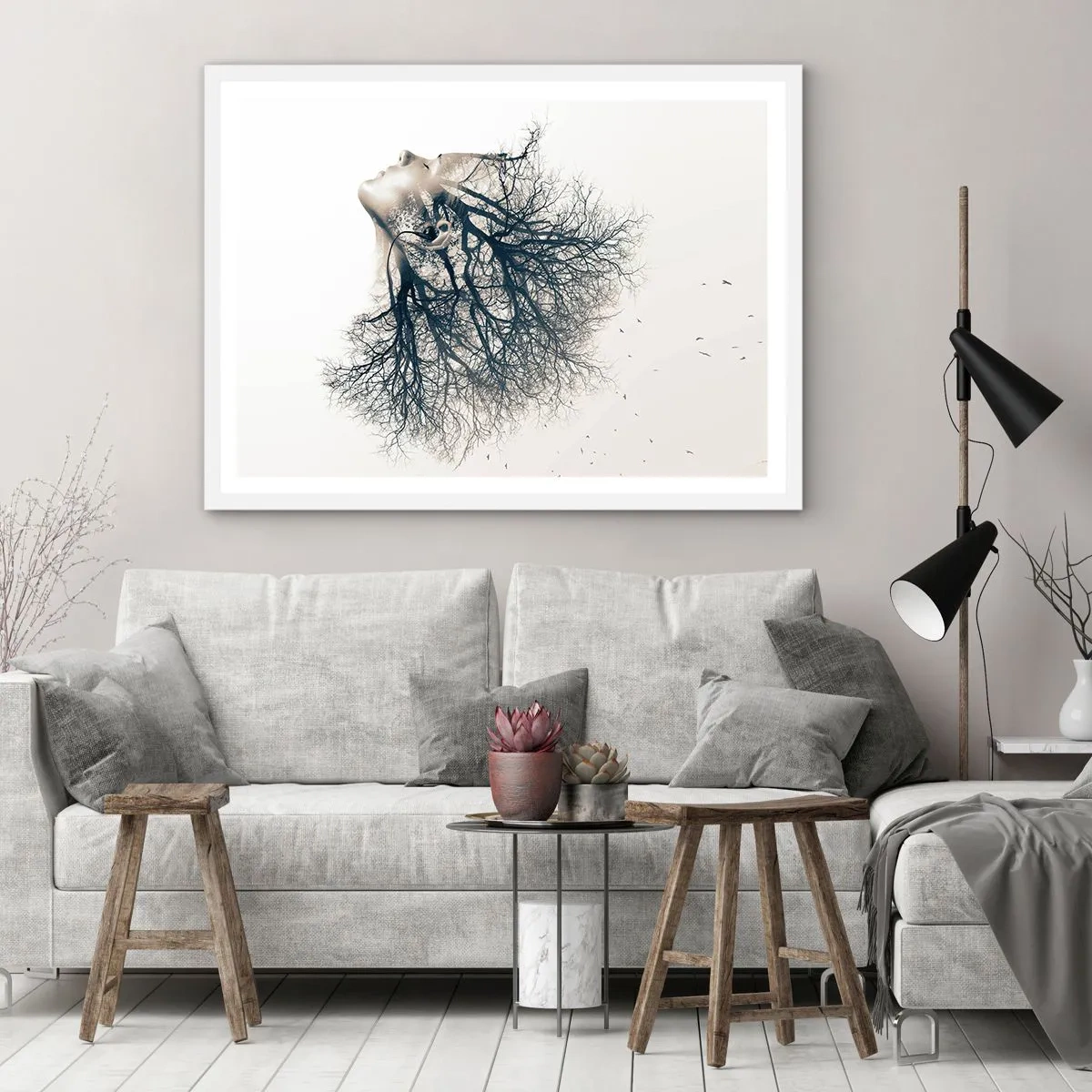 Poszter fekete keretben - Hallgatva a fa suttogását - 50x40 cm