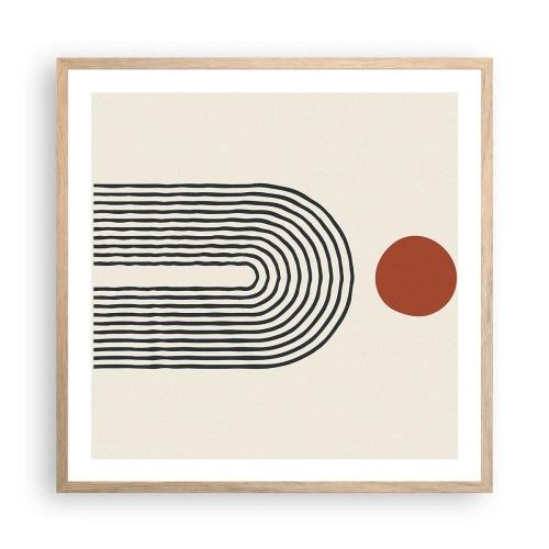 Poszter világos tölgy keretben - Formák és színek vonzalma - 60x60 cm