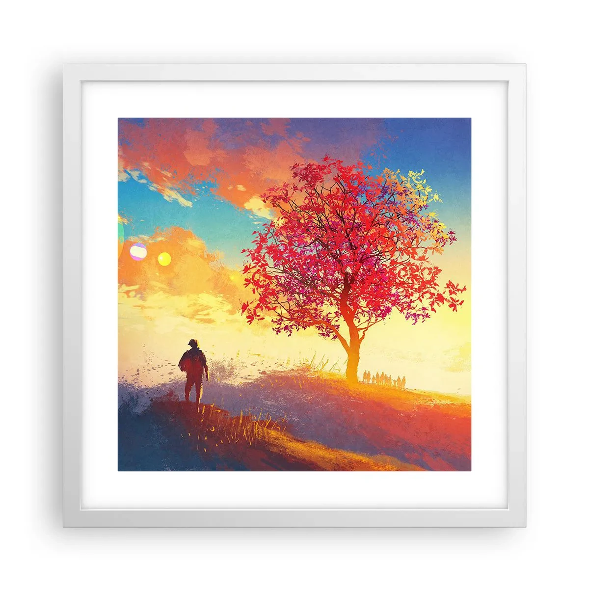 Poszter fekete keretben - Zarándok a célállomáson - 40x40 cm