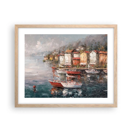 Poszter világos tölgy keretben - Romantikus kikötő - 50x40 cm
