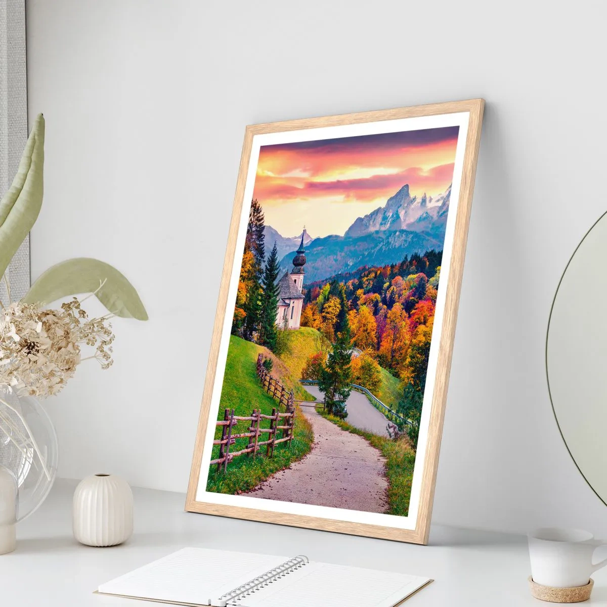Poszter világos tölgy keretben - Tájképszerű festmény - 50x70 cm