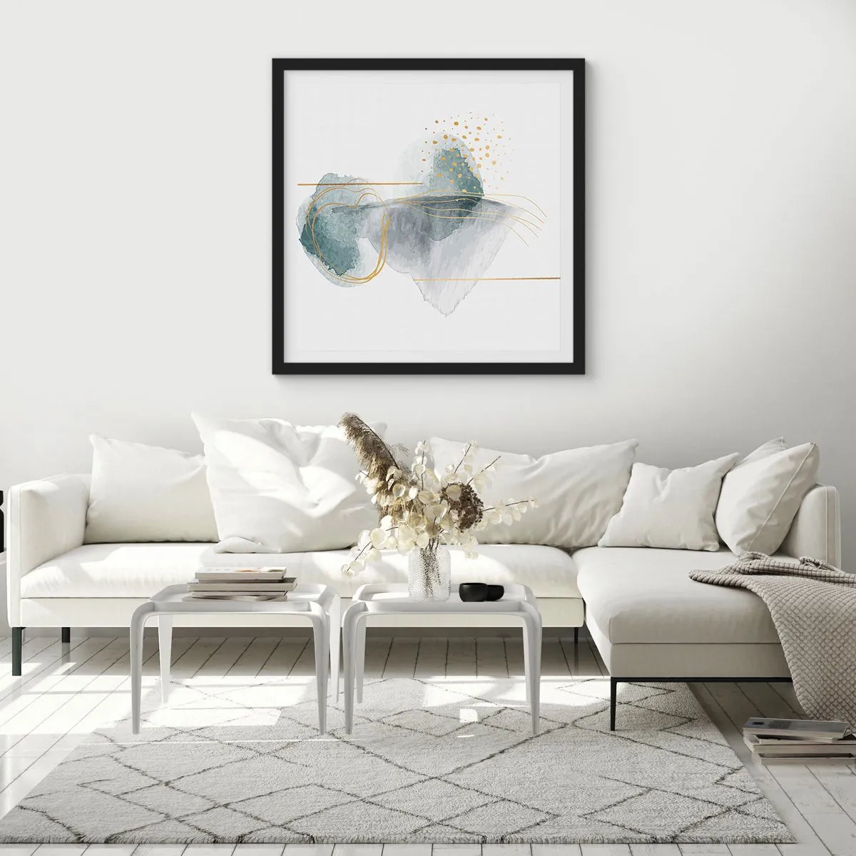 Poszter fehér keretben - A szürkeség és az arany kapcsolatáról - 50x50 cm