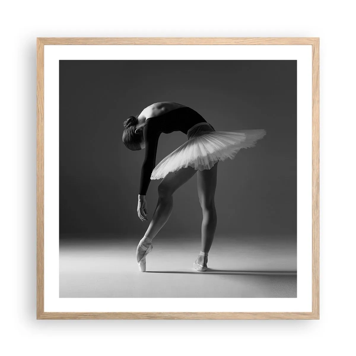 Poszter világos tölgy keretben - Bella balerina - 60x60 cm