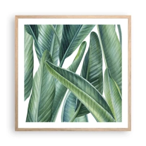 Poszter világos tölgy keretben - Zöld önmagában - 60x60 cm