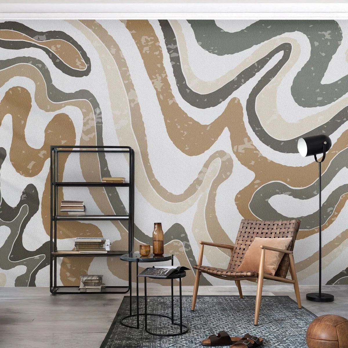 Fotótapéta Standard Eco - Földszínű színek kanyarulatai - Absztrakció, Darab, Boho - 350x256 cm
