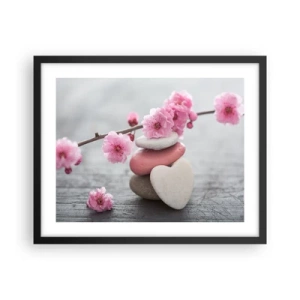 Poszter fehér keretben - Boldogság a cseresznyevirággal - 50x40 cm