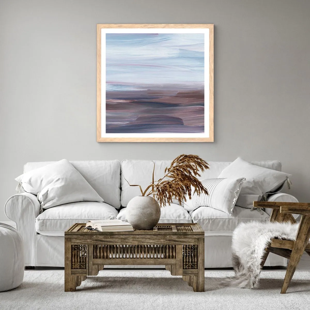 Poszter világos tölgy keretben - Elemek: víz - 40x40 cm