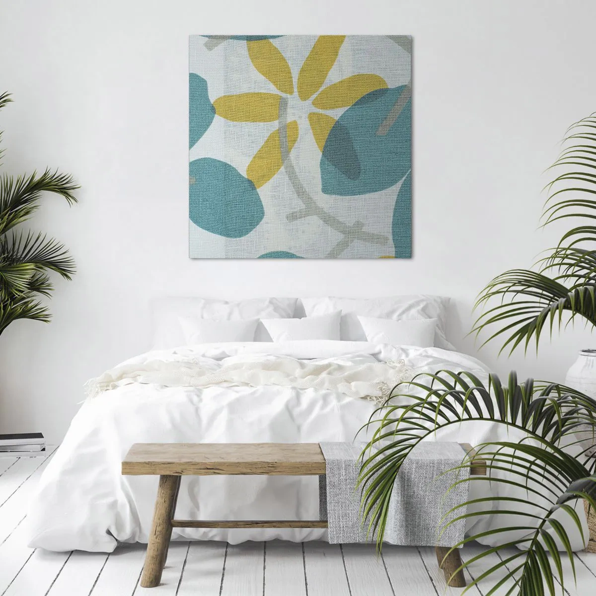 Vászonkép - Azúrkék levelek között - 70x70 cm