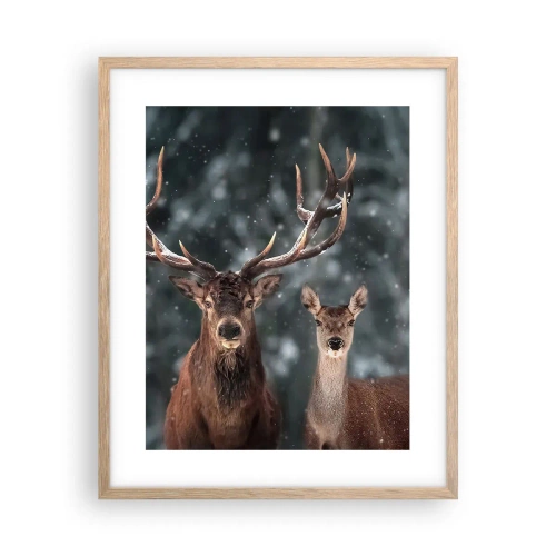 Poszter világos tölgy keretben - Az erdő ura a feleségével - 40x50 cm