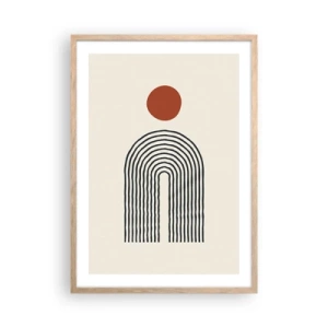 Poszter világos tölgy keretben - Formák és színek vonzalma - 50x70 cm