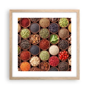 Poszter világos tölgy keretben - A világ összes íze - 40x40 cm