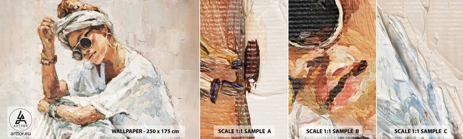 Fotótapéta Minta Standard Eco - Portré teljes napfényben - portré, Boho, Olaj - 100x30 cm