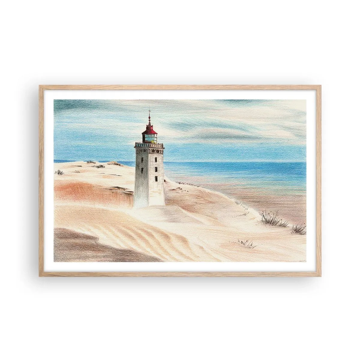 Poszter világos tölgy keretben - Mindig a tengert bámulva - 91x61 cm