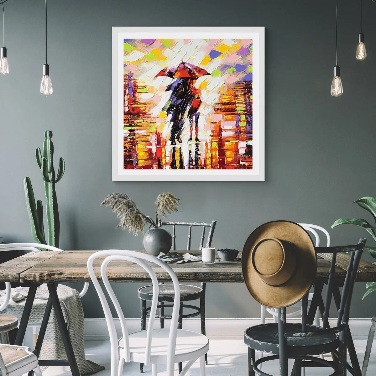 Poszter fekete keretben - Együtt az éjszakában és az esőben - 40x40 cm