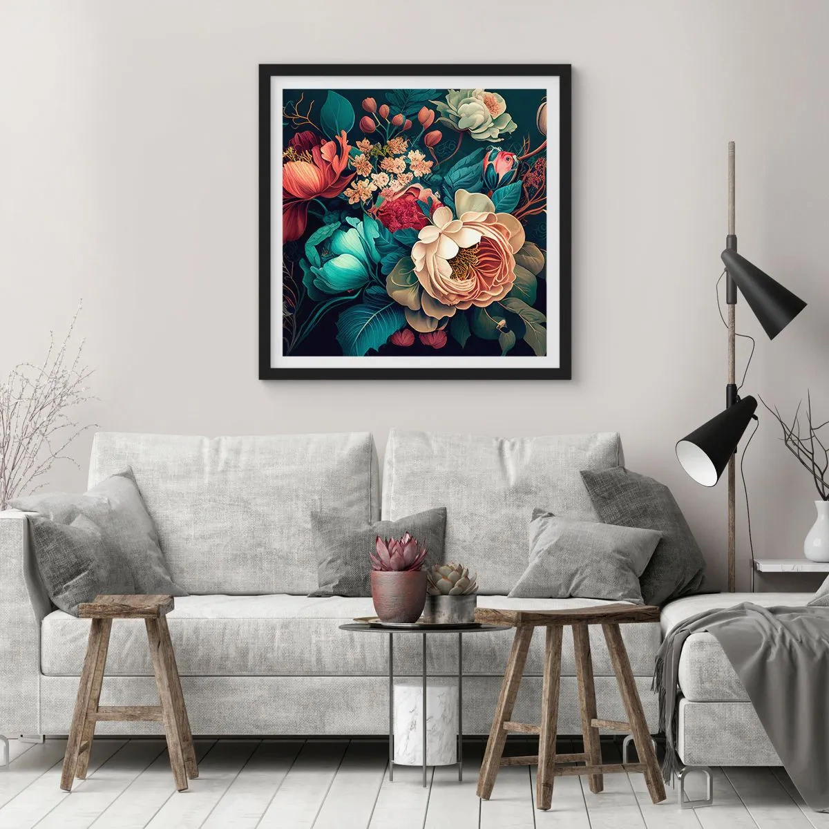 Poszter fehér keretben - 19. századi báj - 30x30 cm