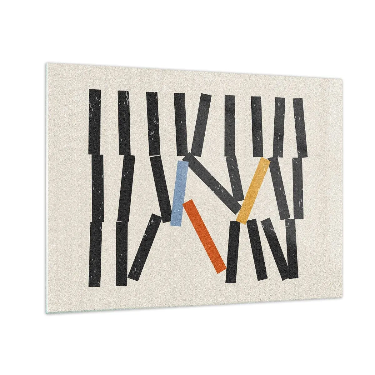 Üveg kép - Dominóként stilizált grafikai kompozíció színes kiegészítőkkel. - 70x50cm - Dominó - kompozíció - Modern fali dekoráció nappalihoz és hálószobához ARTTOR