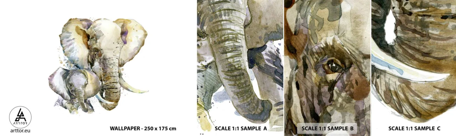 Fotótapéta Minta Standard Eco - Sehol se jobb mint anyánál - Állatok, Elefánt, Grafika - 100x30 cm