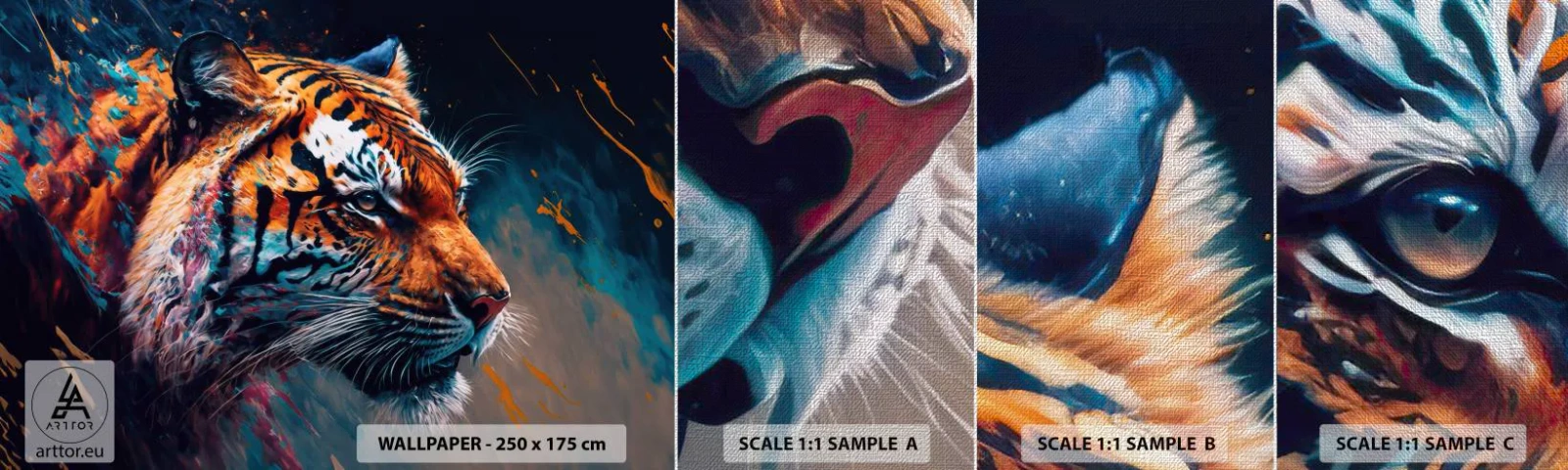 Fotótapéta Minta Premium Canvas - Vad szépség - Tigris, Színes, Állat - 100x30 cm